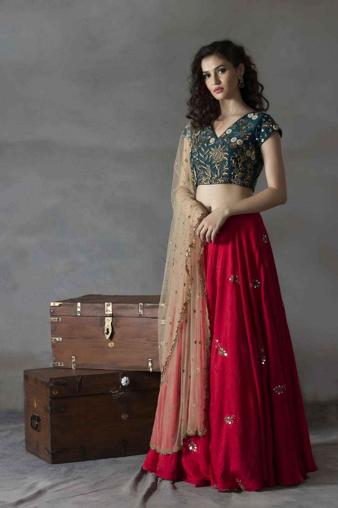 Nemali Laal Lehenga Set - anupellakuruofficial