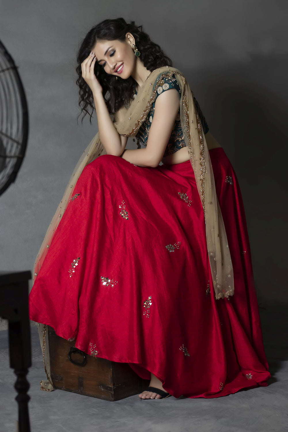 Nemali Laal Lehenga Set - anupellakuruofficial